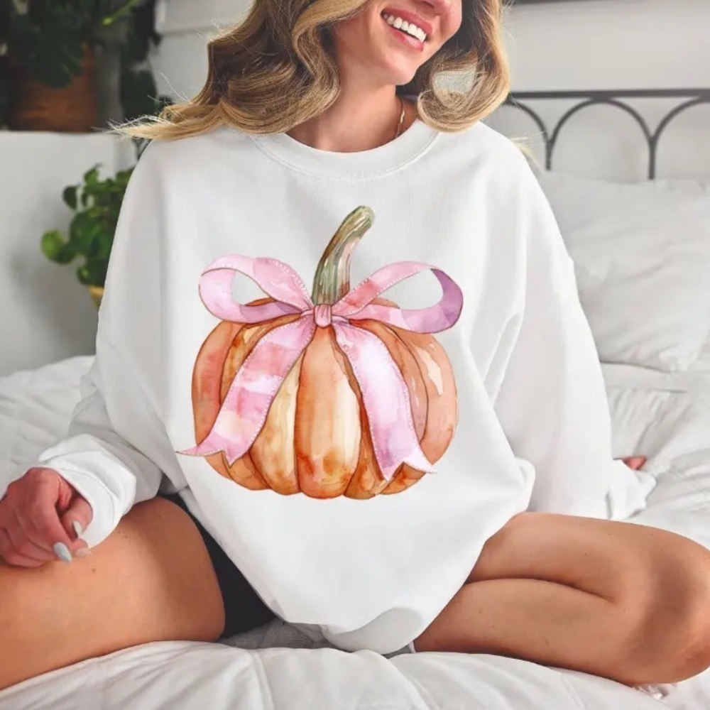 Amelia Coquette Bow Pumpkin Sweatshirt